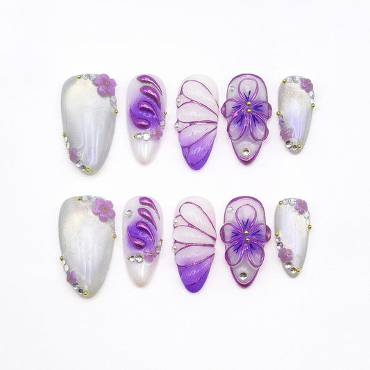 Lavender Butterfly Mist Press-On Nails