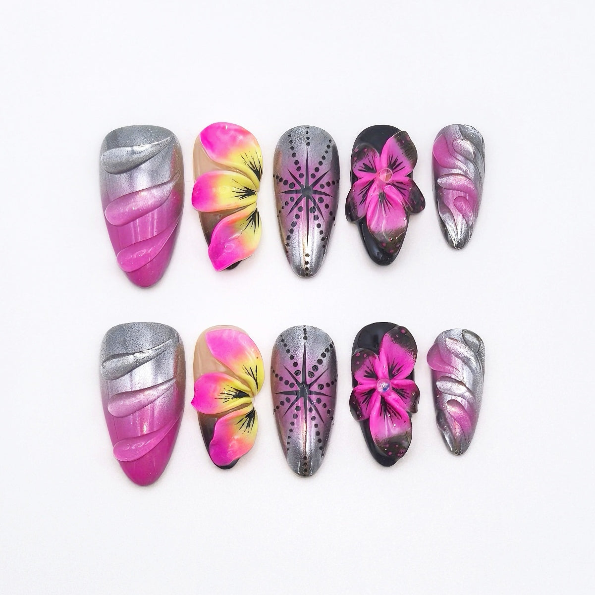 Silver Bloom Atelier Press-On Nails