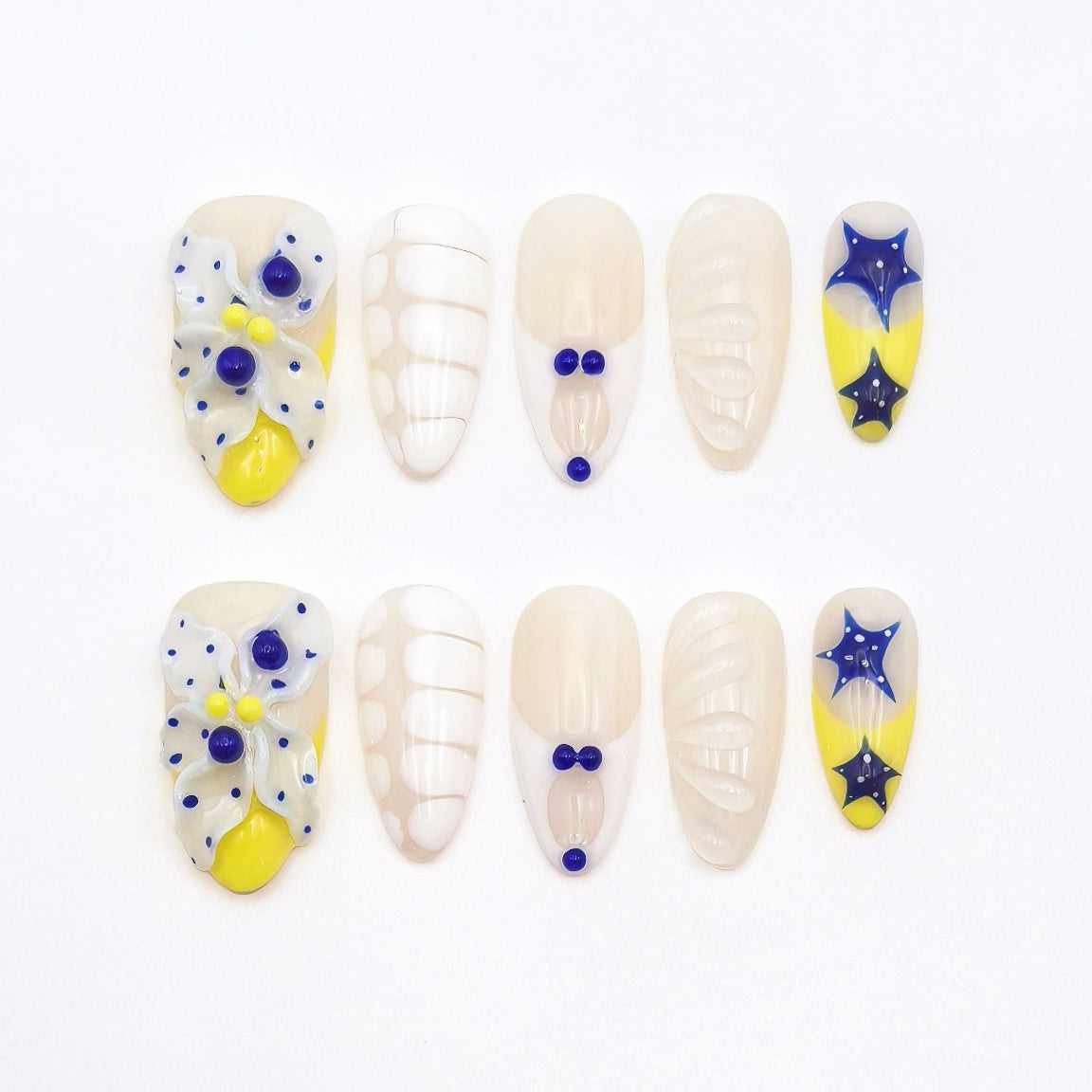 Lemon Soda 3D Floral Press-On Nails