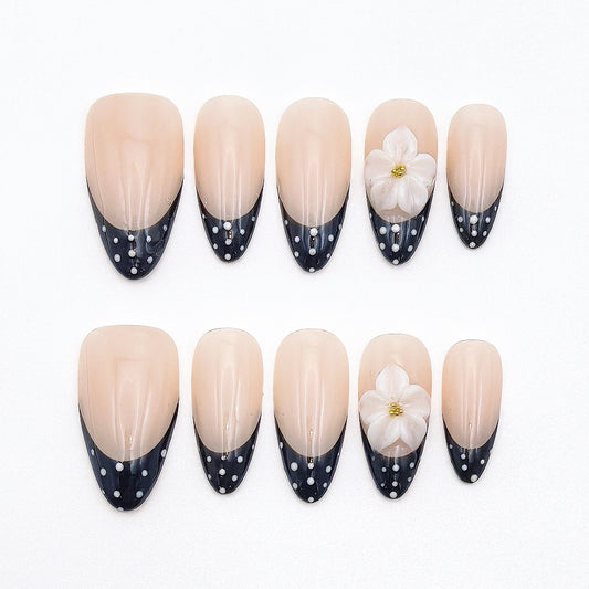 Black French-style polka dots