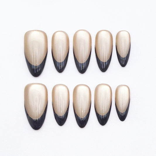 Black Cat-Eye French Manicure