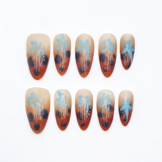 Hand-painted amber floral design