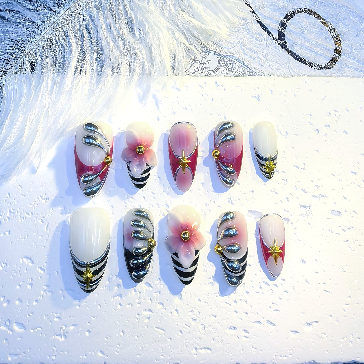 Valkyrie Sakura Armor Press-On Nails