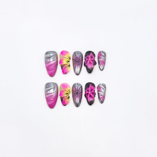 Silver Bloom Atelier Press-On Nails